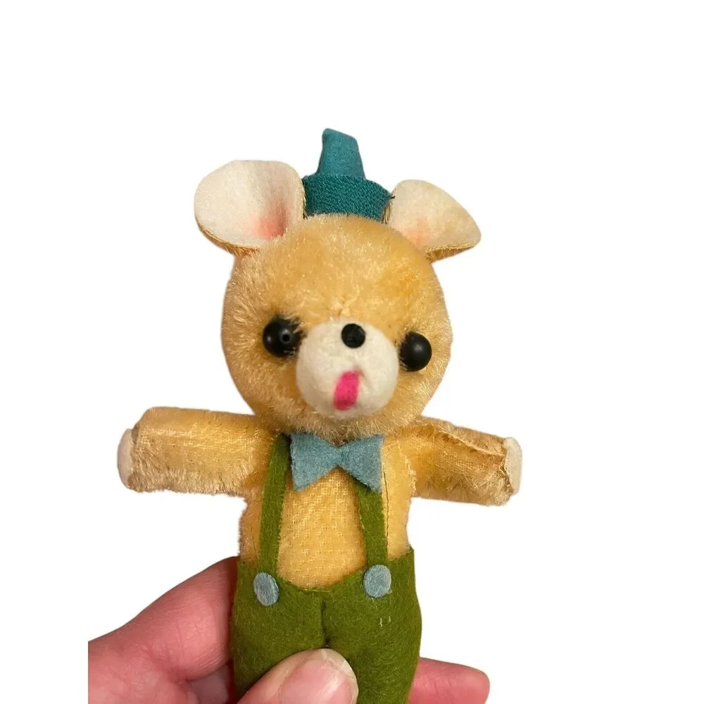 Vintage 60s Teddy Bear Ornament Green Lederhosen Mid Century Festive Travel Gift